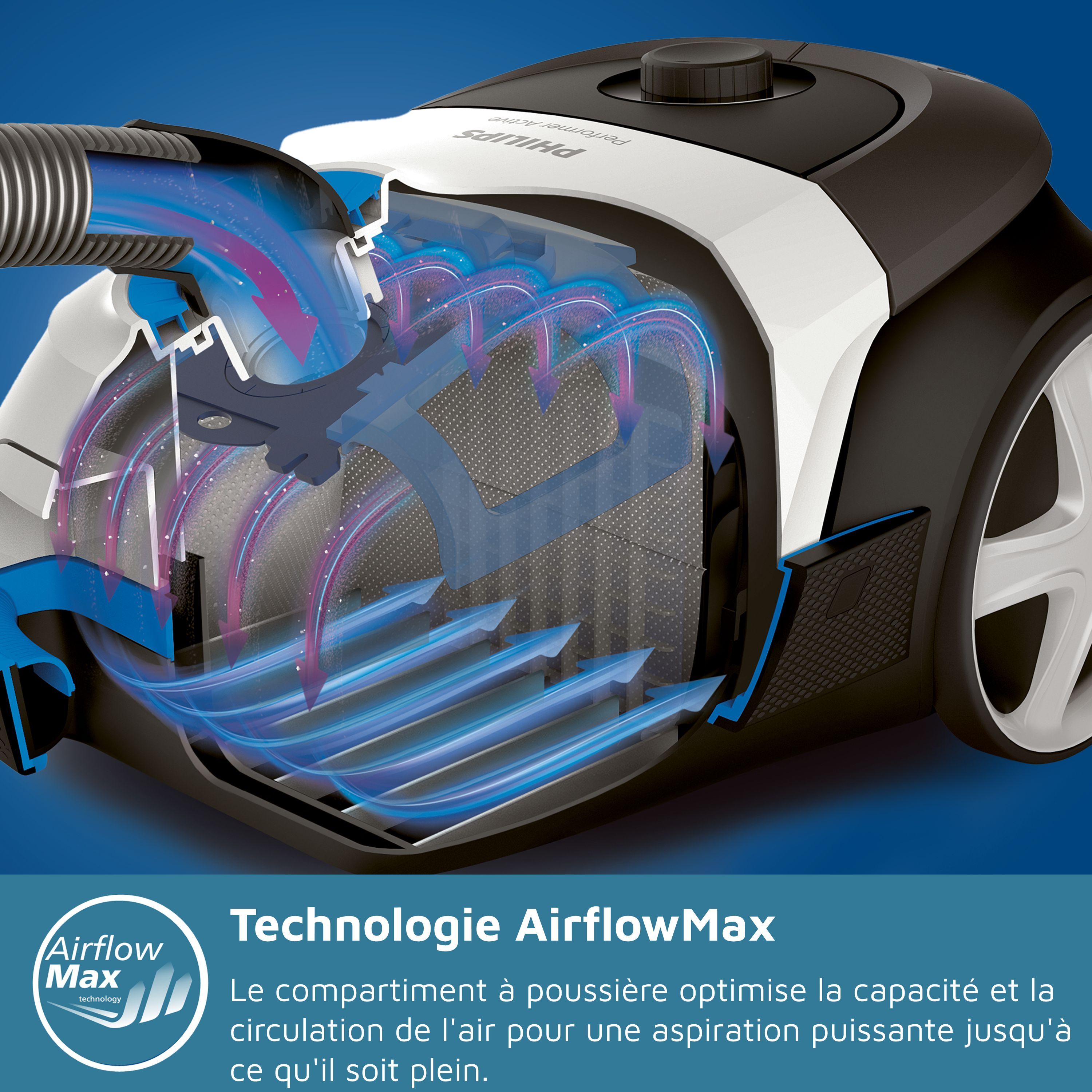 Aspirapolvere a traino con sacco - PHILIPS XD6122/12 - 900 W - 4 L - Bianco polare