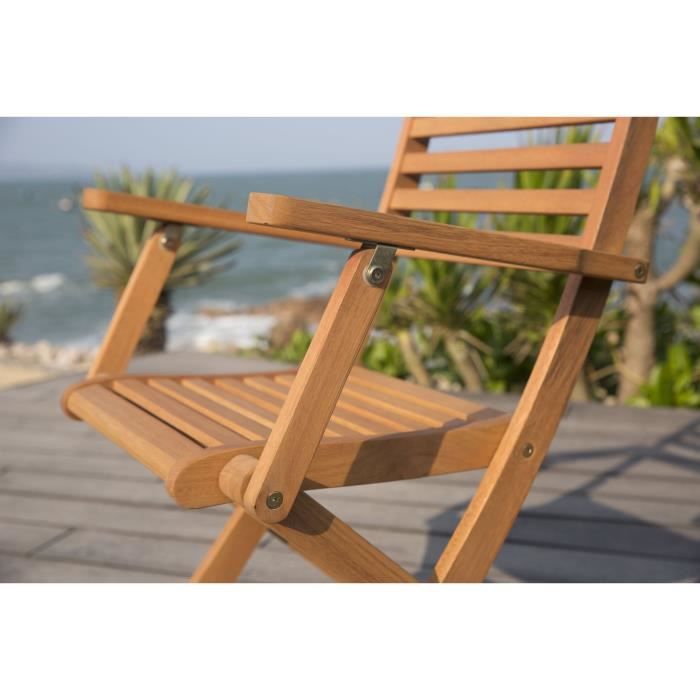 Set di 2 sedie da giardino pieghevoli in eucalipto FSC - 57,5x56x90cm