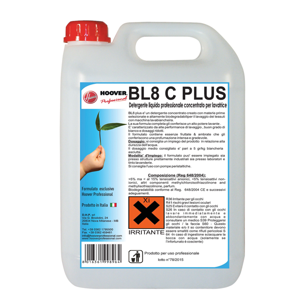 Detergente liquido concentrato lavatrice BL8 tanica da 20 Lt.