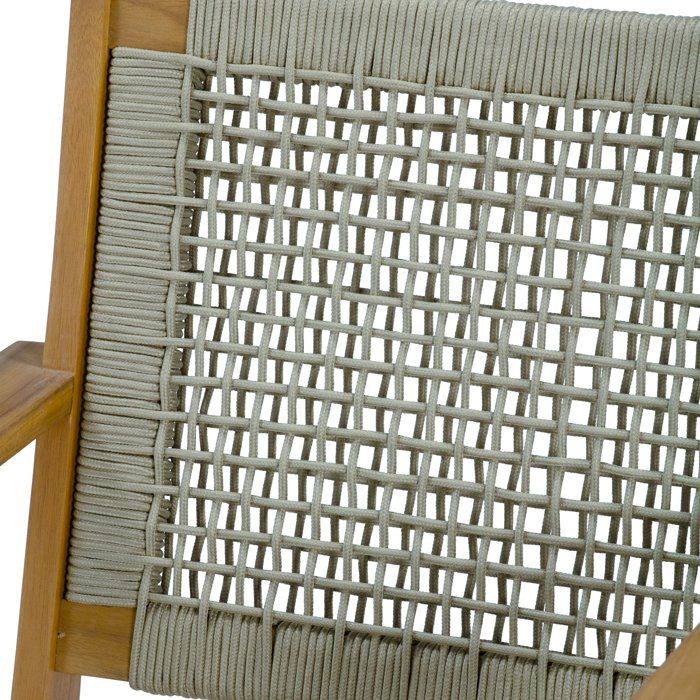 Poltroncina bassa in legno FSC Acacia e resina intrecciata - 1 persona - Merida - Verde oliva