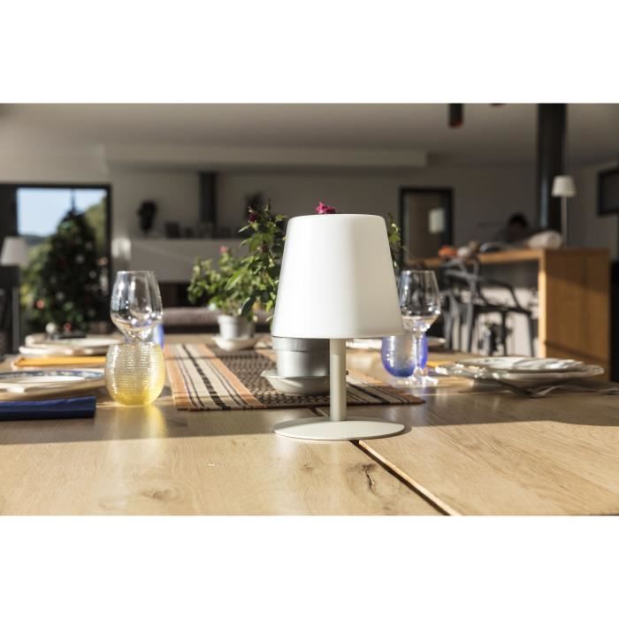 STANDY MINI CREAM Lampada da tavolo senza fili con base in acciaio crema - base LED bianco caldo / bianco freddo