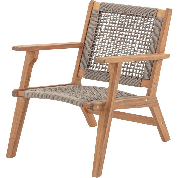 Poltroncina bassa in legno FSC Acacia e resina intrecciata - 1 persona - Merida - Verde oliva