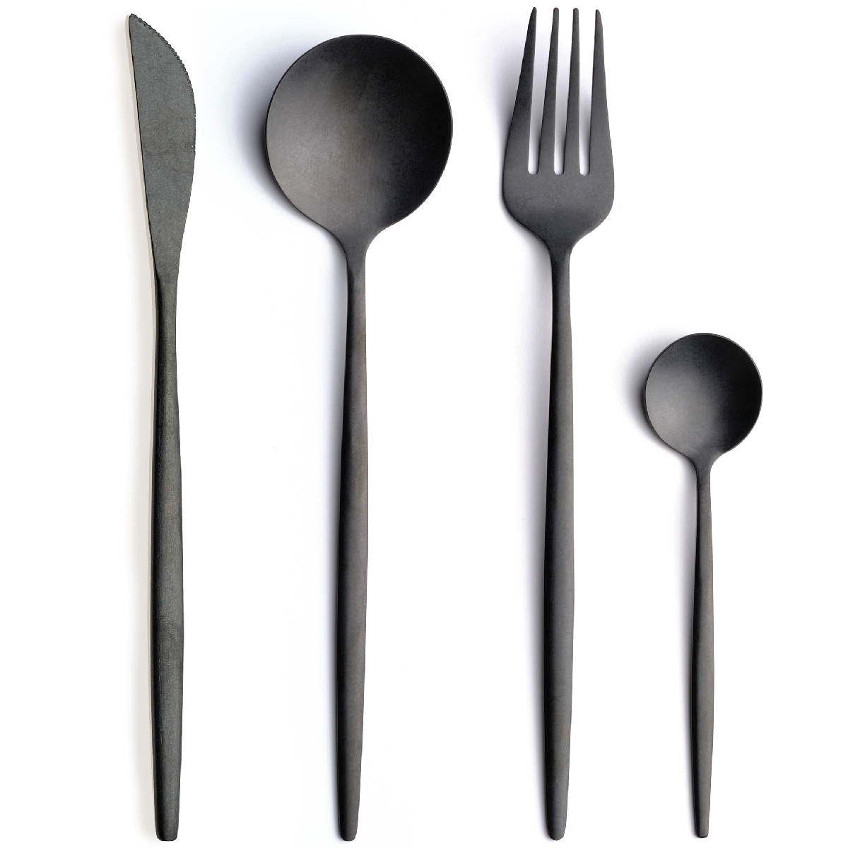 Set posate 24 pz (6 coltelli, 6 forchette, 6 cucchiai, 6 cucchiaini) in acciaio PVD - Gourmet