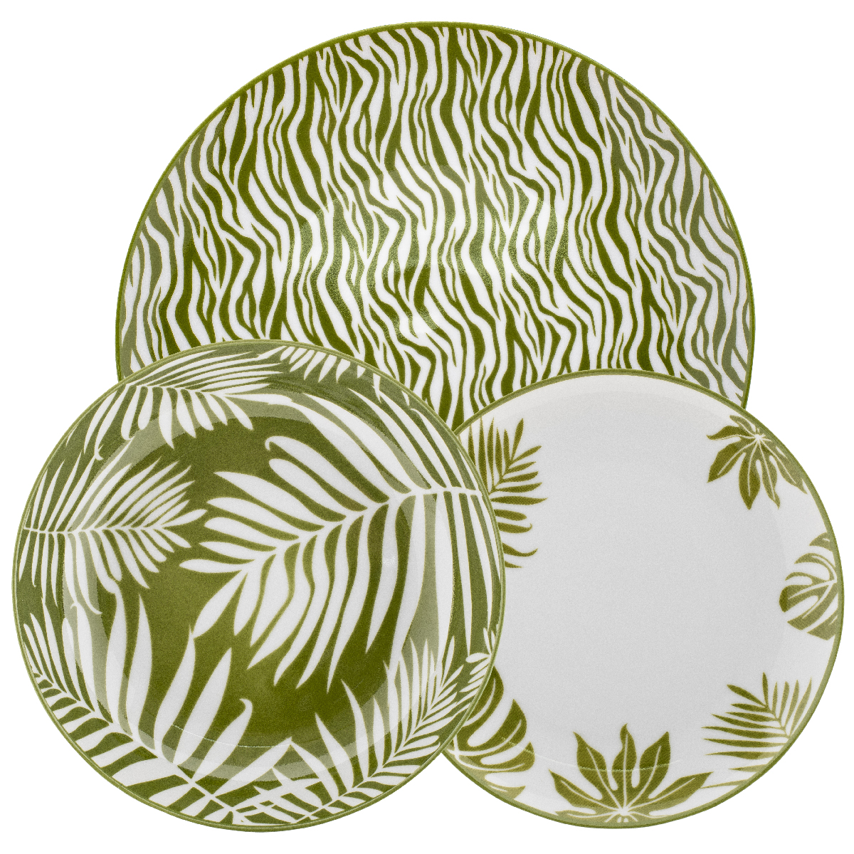 Servizio tavola 18 pz (6 piatti piani, 6 fondi, 6 frutta) Ø 27 cm, Ø 21 cm, Ø 19 cm - Panama