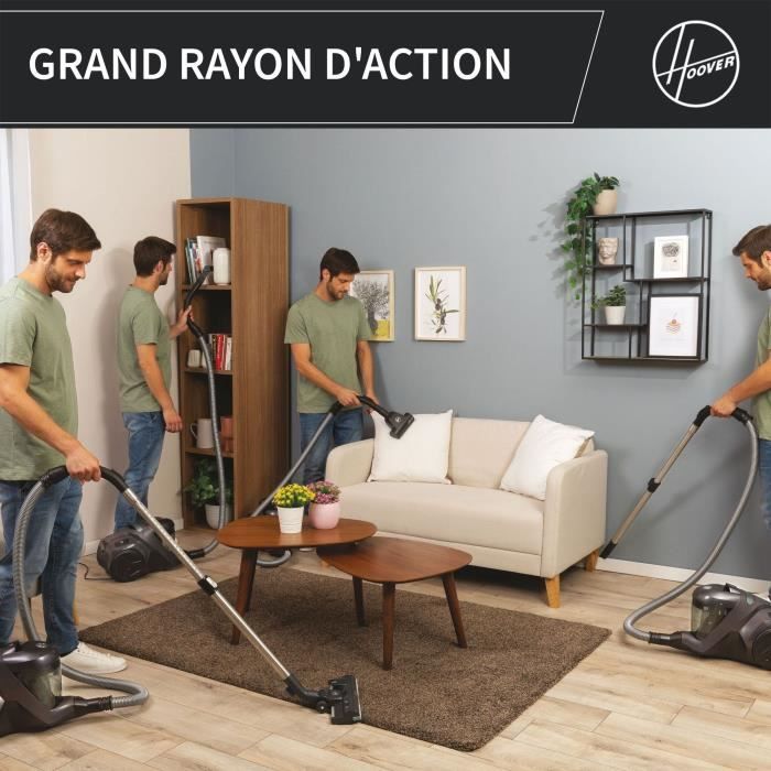 Aspirapolvere senza sacco - HOOVER - HP321PAF - 850 W - 75 dBA - 2 L - Grigio