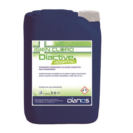 Diactive Hospital detergente igienizzante e disinfettante a base di ipoclorito di sodio 5 LT