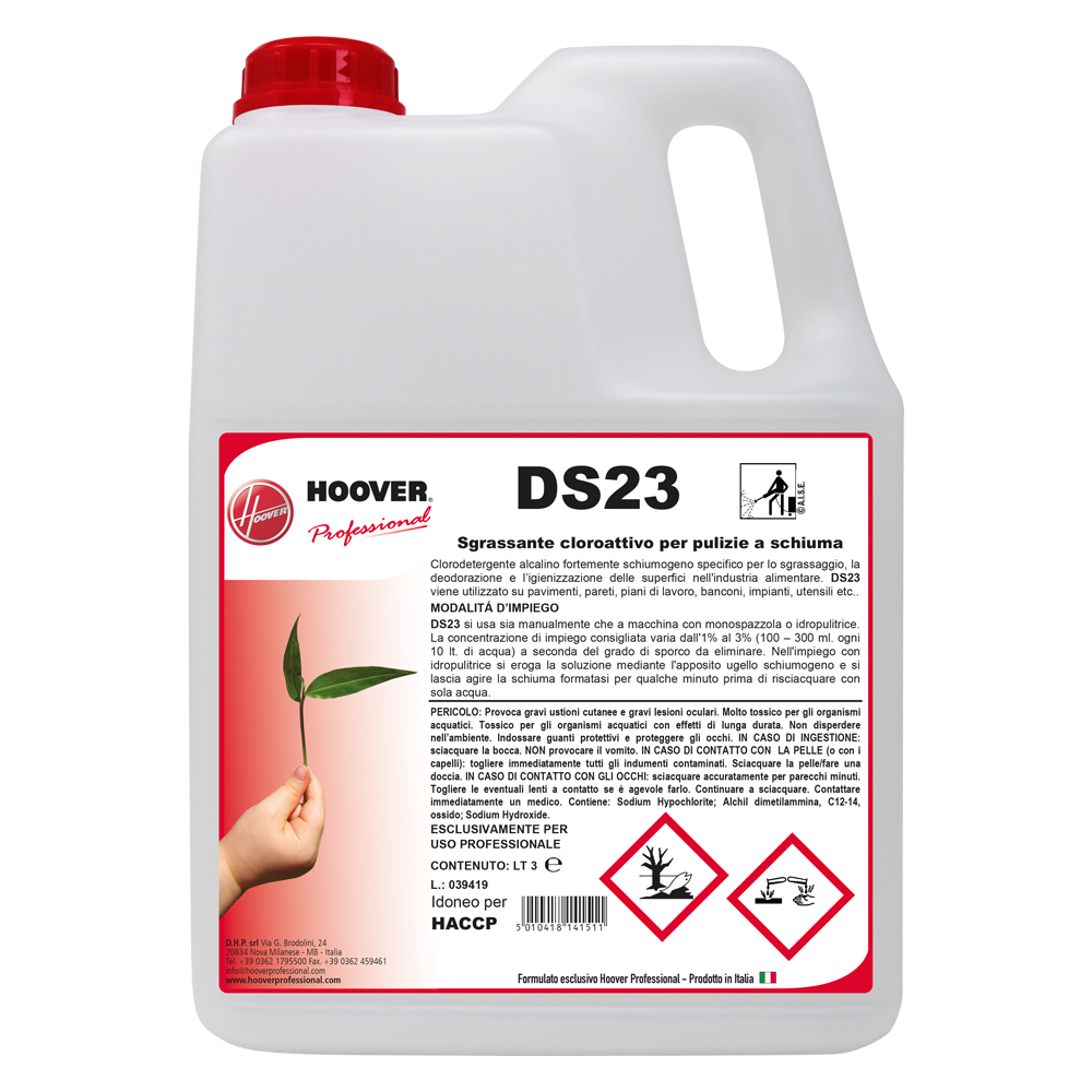 DS23 Sgrassante cloro attivo per pulizie a schiuma