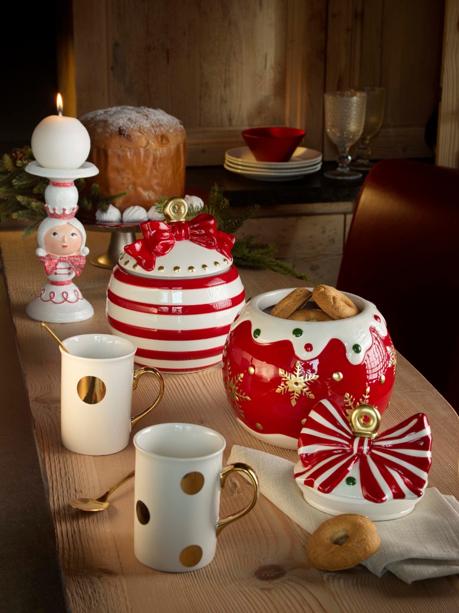 Set 2 tazze new bone china pois con manico dorato 310 ml - Pois grandi