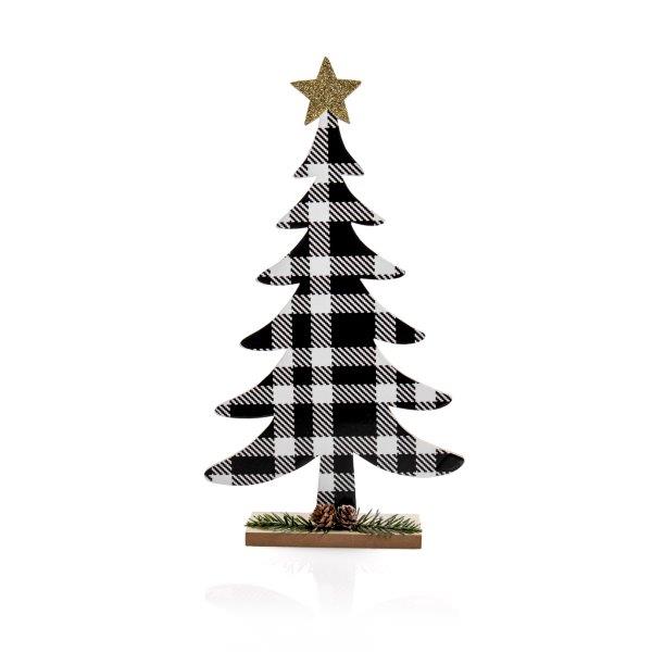 Albero • Decorazione in legno 19 x 6 x h 35 cm - Black Tartan