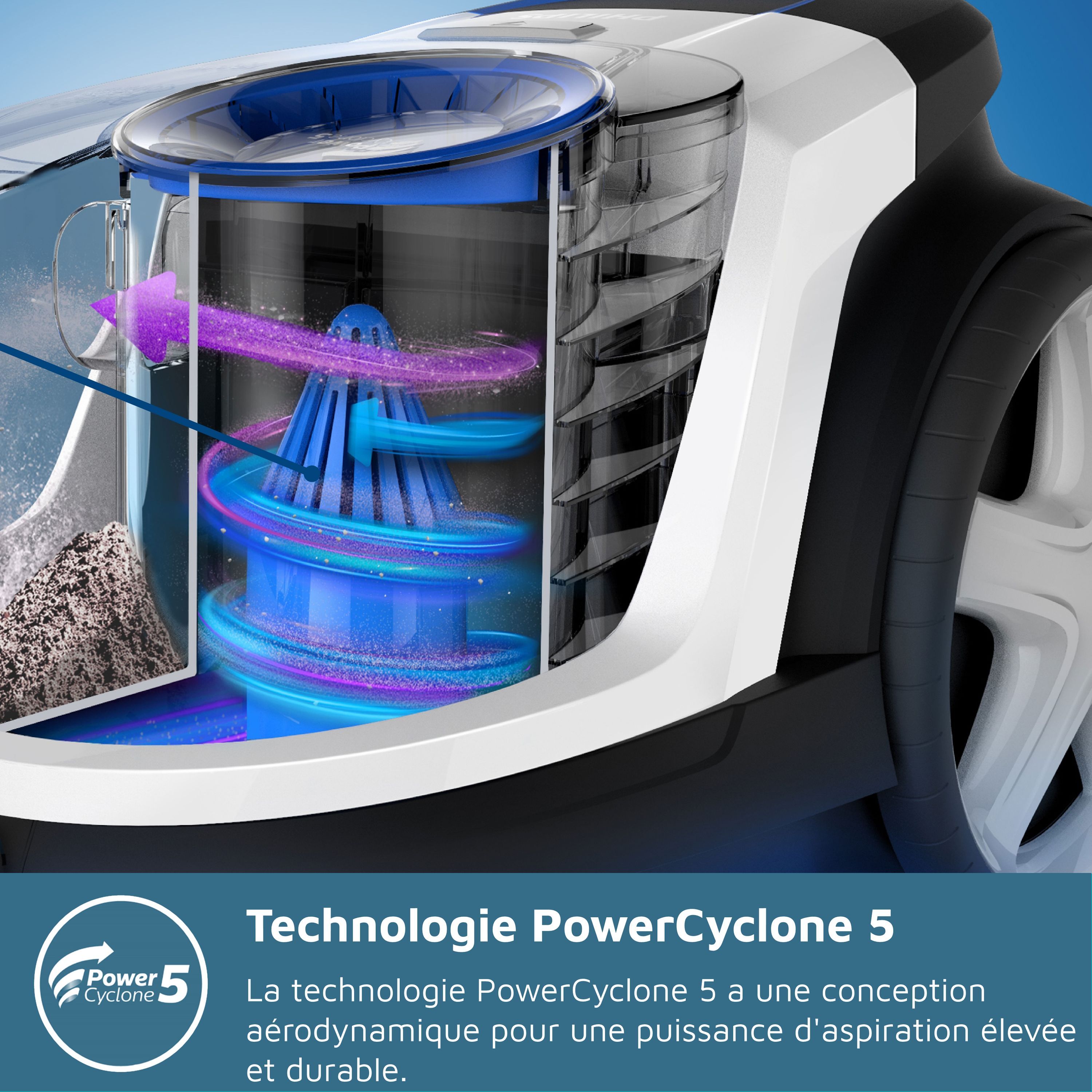 Aspirapolvere senza sacco - PHILIPS FC9331/09 - 900 W - 1,5 L - Nero e blu intenso