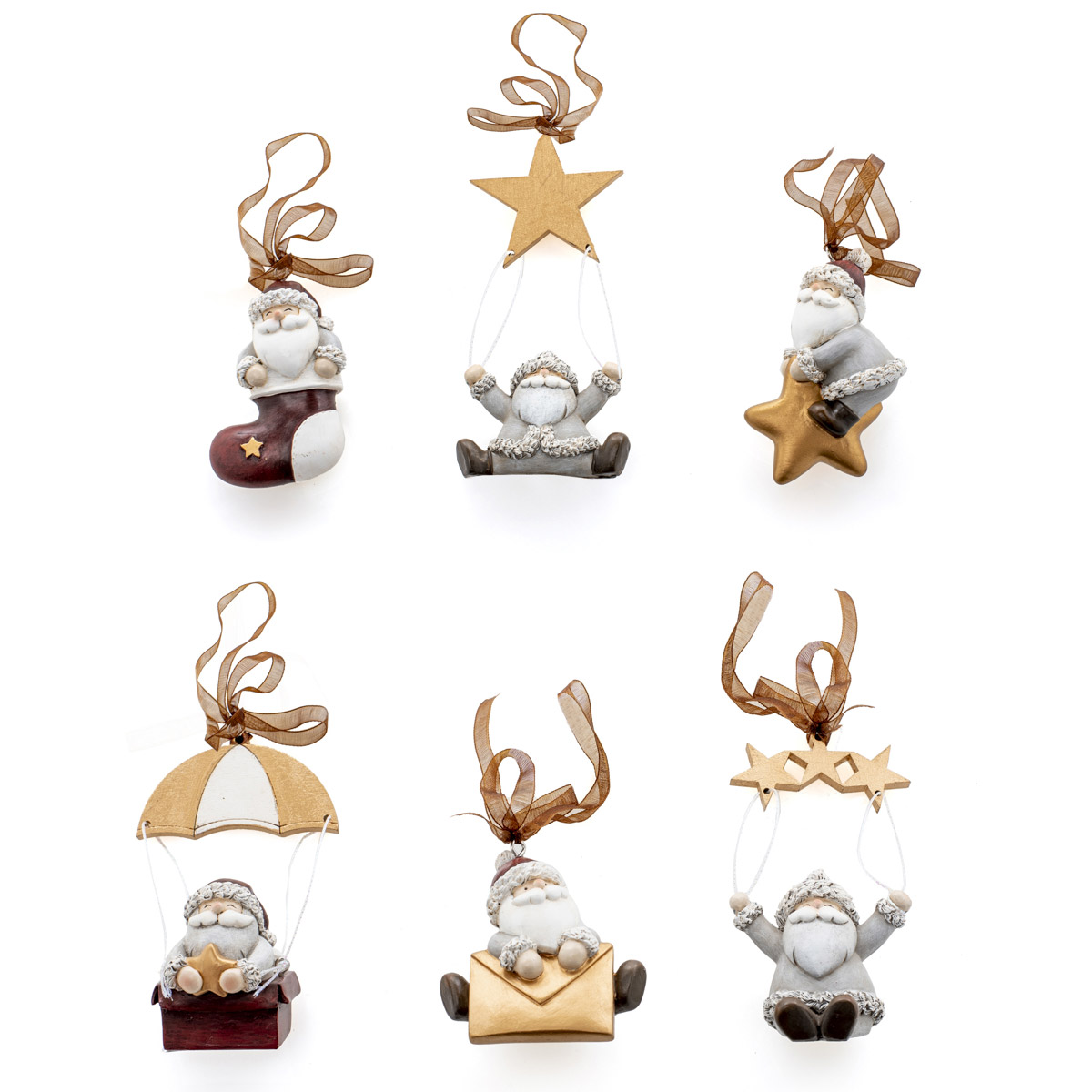 Decorazioni/segnaposto in poliresina BabboNatale 6 x h 10 cm - Courmayeur