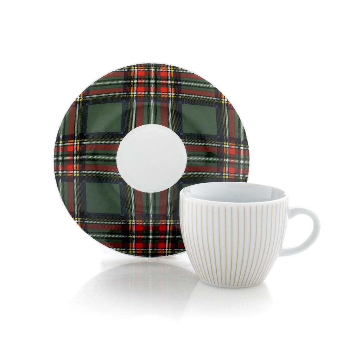 Set 6 tazze caffè in porcellana con piattino • 90 ml - Kilty