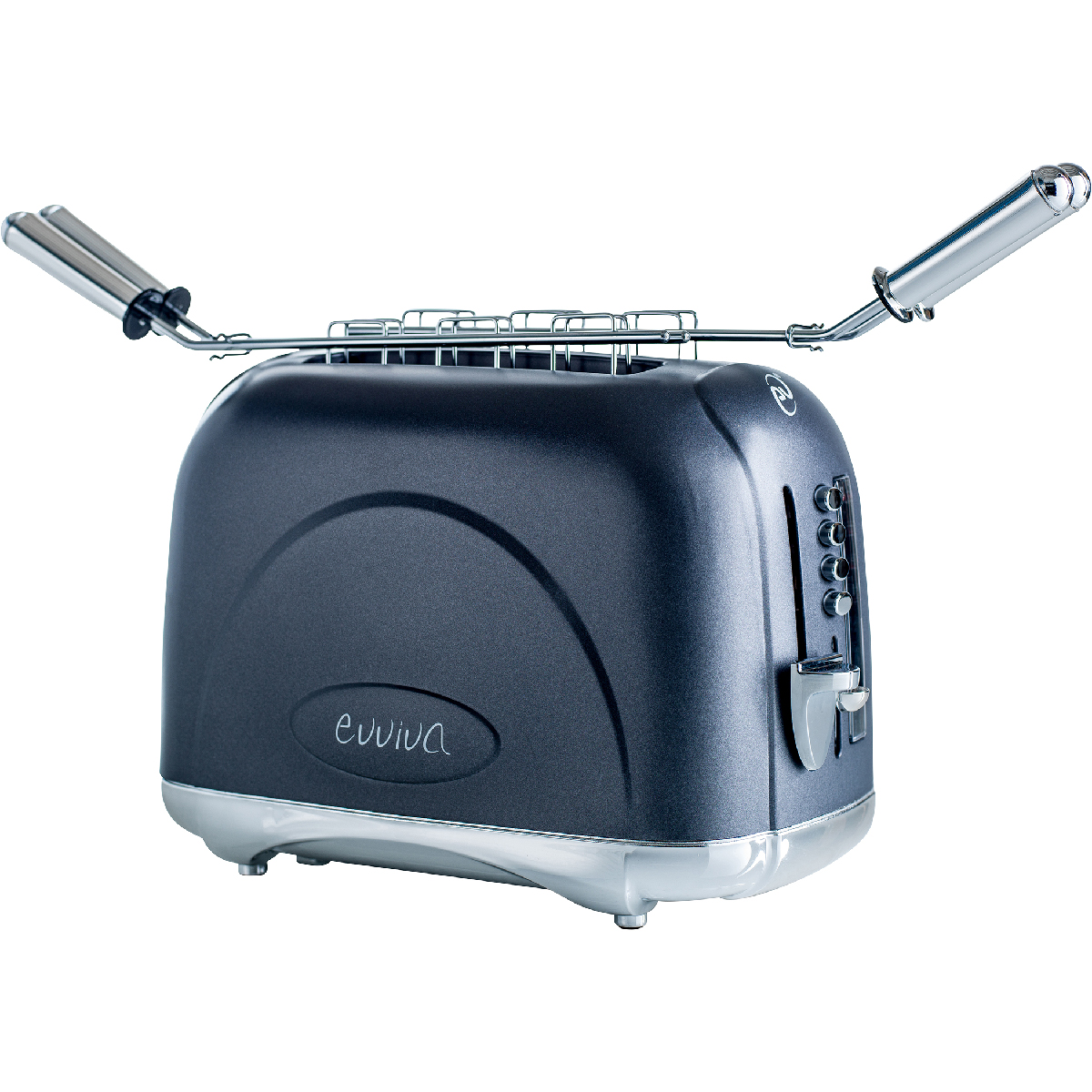 Tostapane 2 pinze in acciaio 900 W. 6 livelli di tostatura con vassoio raccogli briciole 26 x 16 x h 20 cm - Evviva