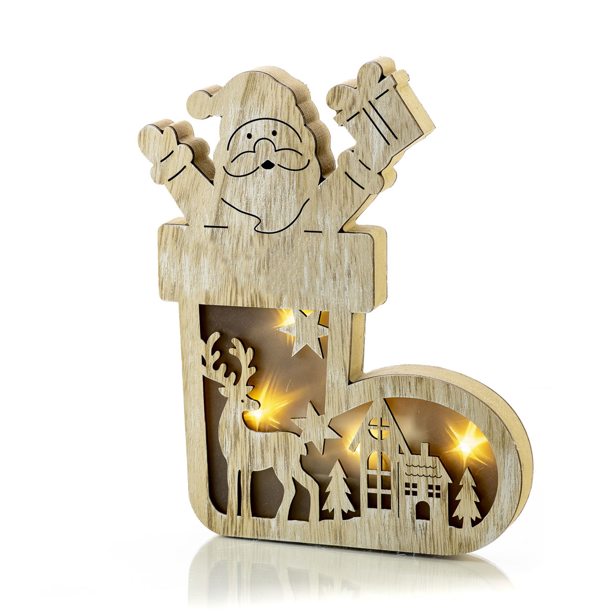 Decorazione in legno con incisione e LED - Decor