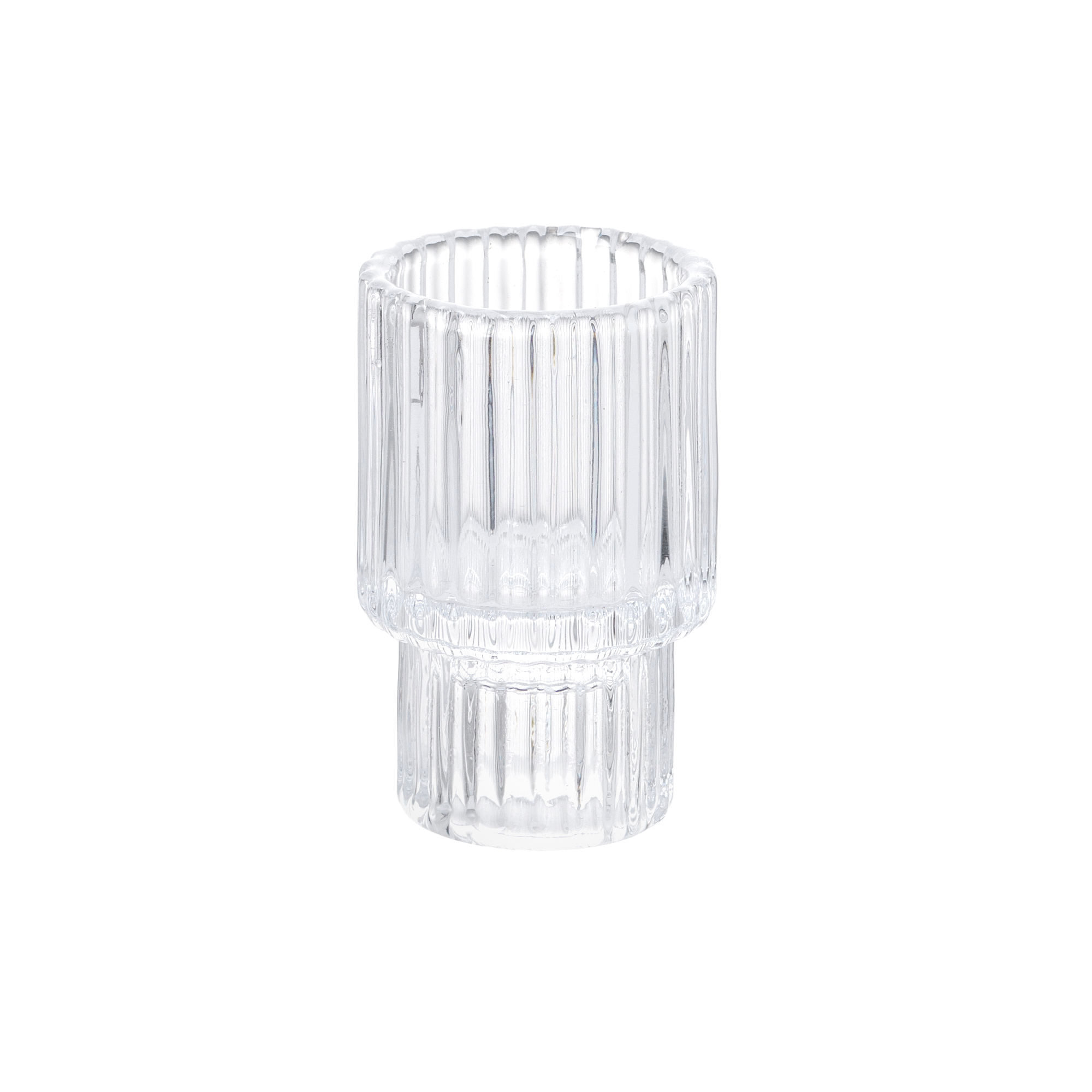 Candelabro in glass rigato trasparente Ø 4 x h 7 cm - Floreal