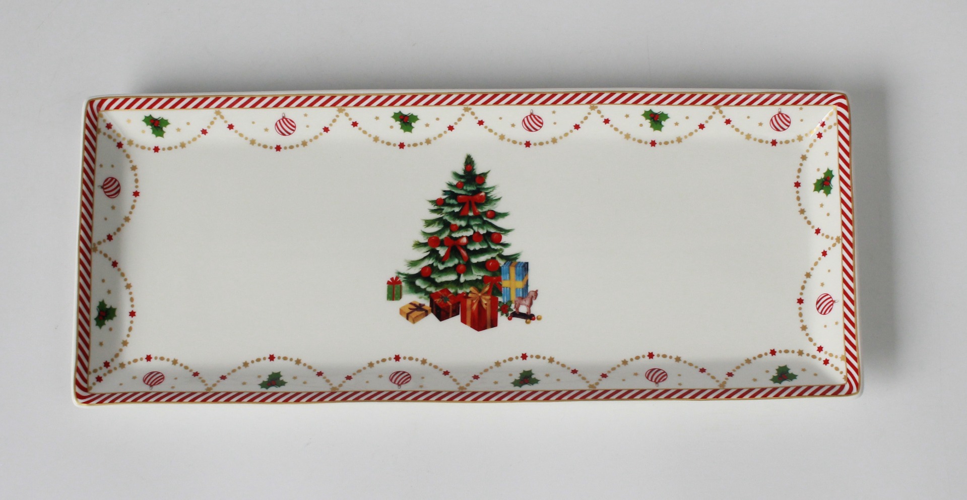 Piatto torrone in new bone  china • 35 x 14 cm - Candy Canes