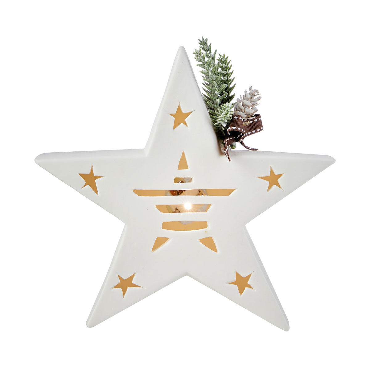 Stella natalizia in ceramica con LED • 18,5 x 5 x h 17 cm - Decor