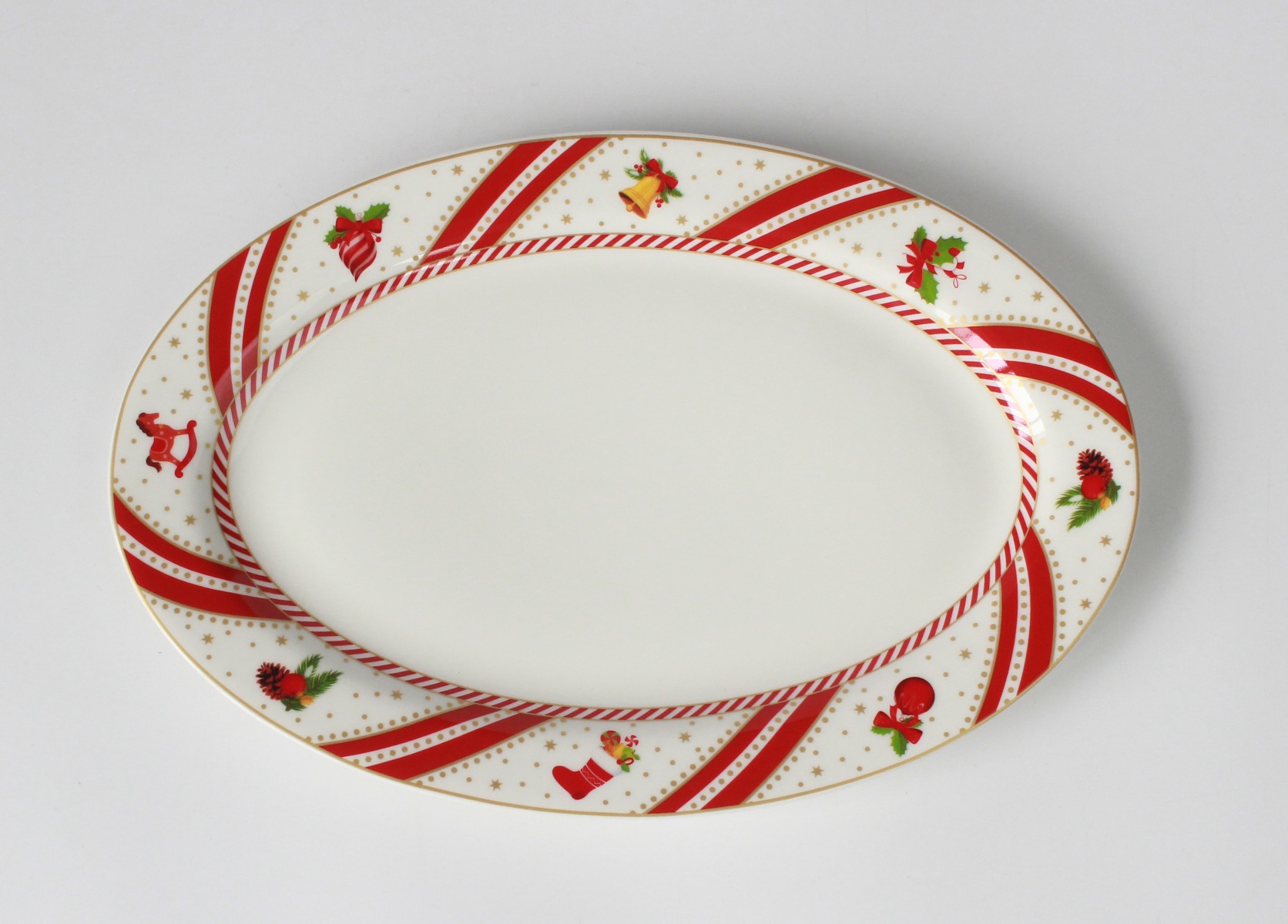 Piatto ovale in new bone china 36 x 24 cm - Candy Canes