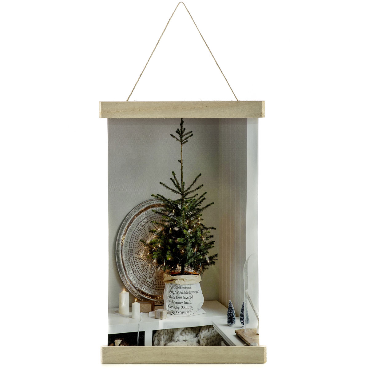 Decorazione in tessuto / legno da parete con LED 25 x h 39 cm - Decor
