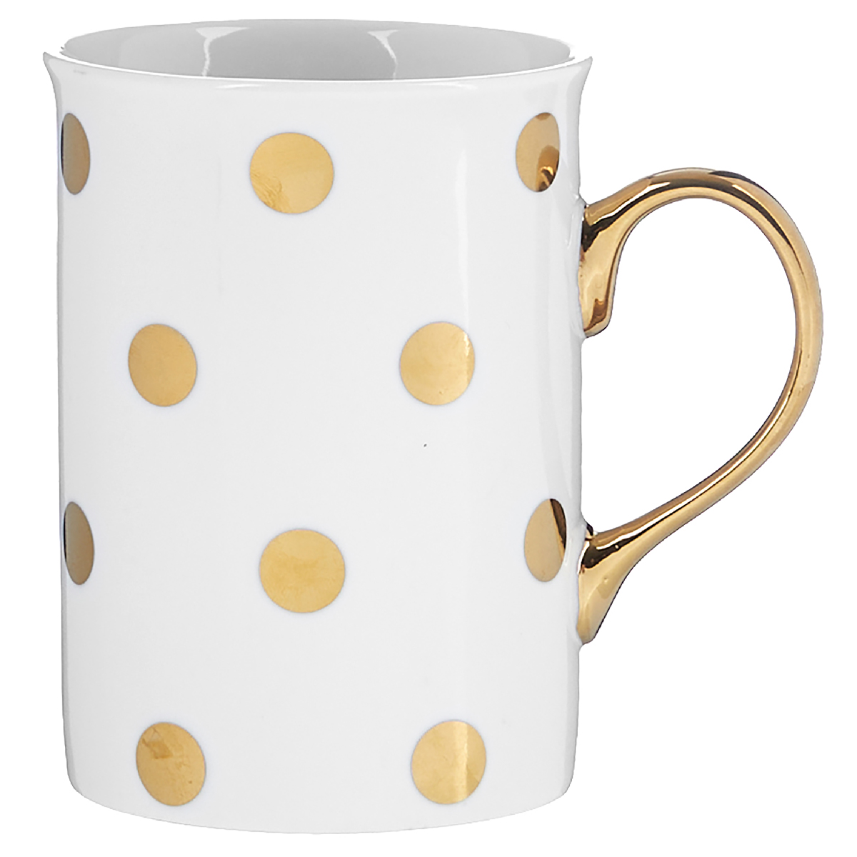 Set 2 tazze new bone china pois con manico dorato 310 ml - Pois piccoli