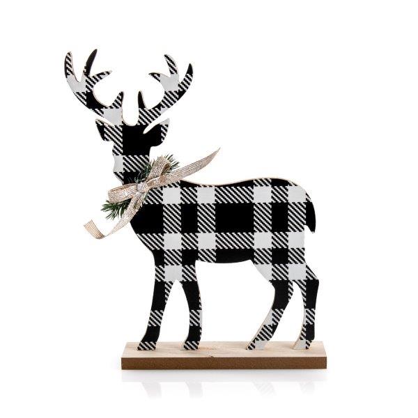 Alce • Decorazione in legno 20 x 15 x h 31 cm - Black Tartan