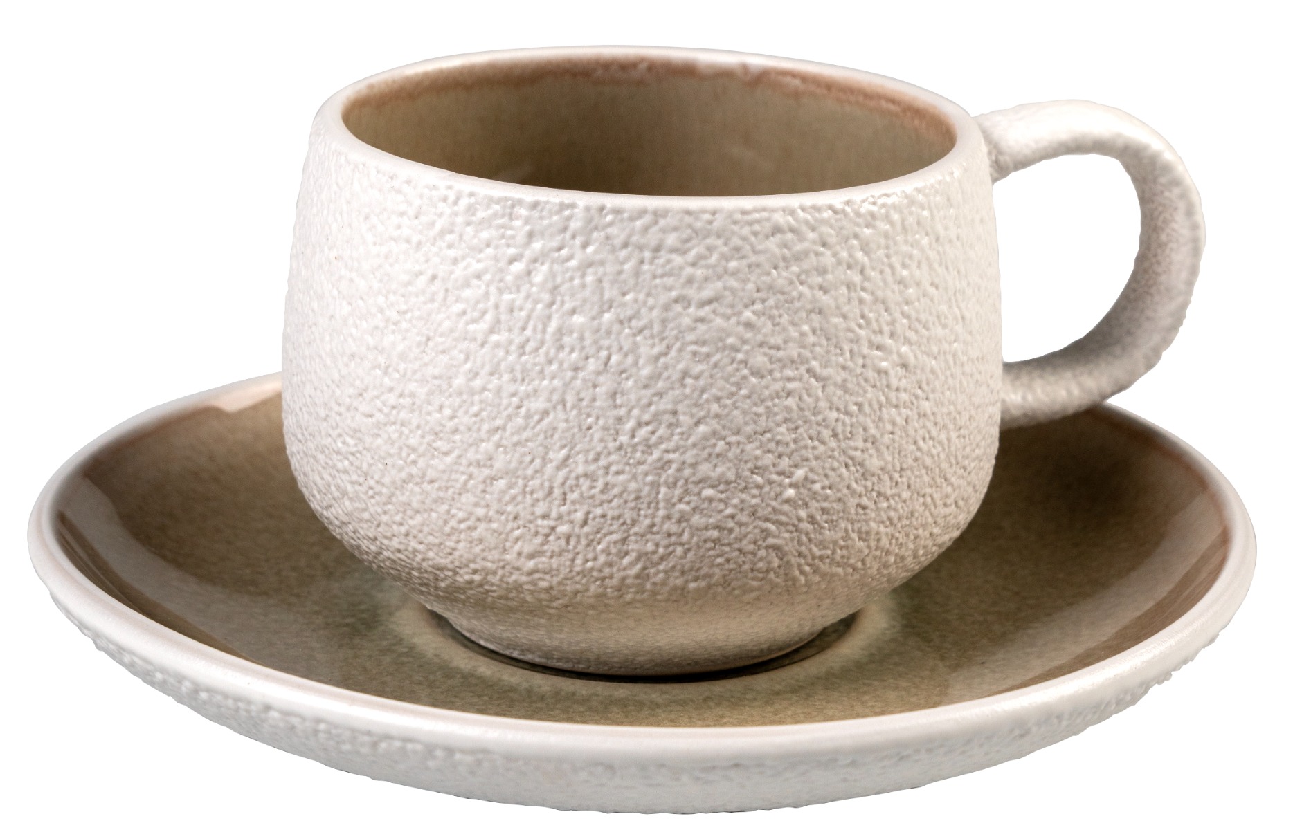 Set 2 tazze tè/caffè americano in stoneware con piattino - Stones