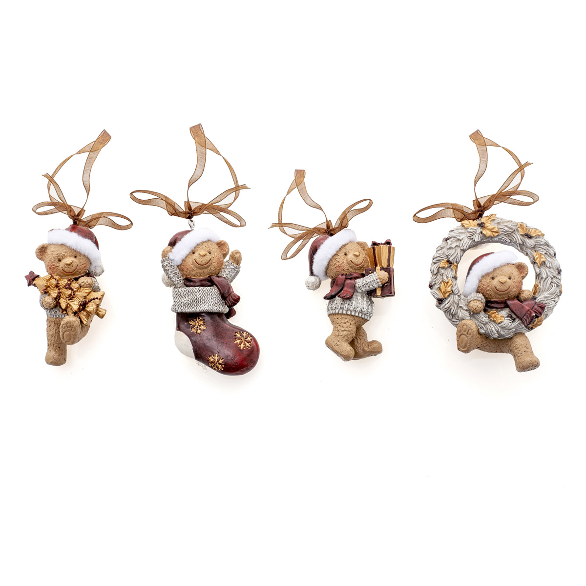 Decorazioni/ segnaposto in poliresina orsetti Ø 7 x h 9 cm (vendita min. 4 pezzi) - Courmayeur