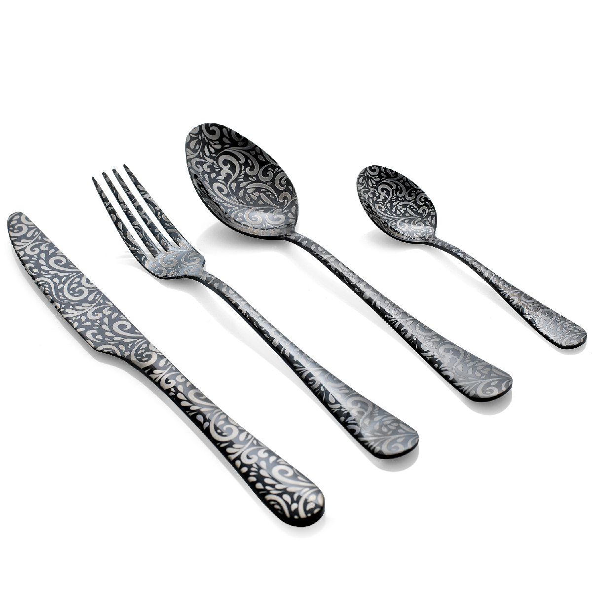 Set posate tavola 24 pz in acciaio PVD lucido - Arabesque