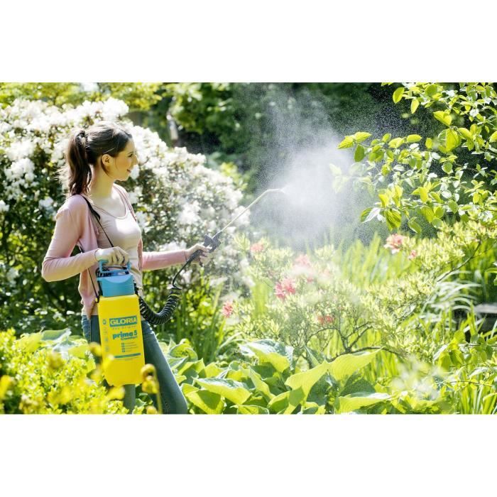 GLORIA - Prima 5 Comfort - Atomizzatore a pressione 5L con lancia e ugello in ottone e tubo spiralato 2m50