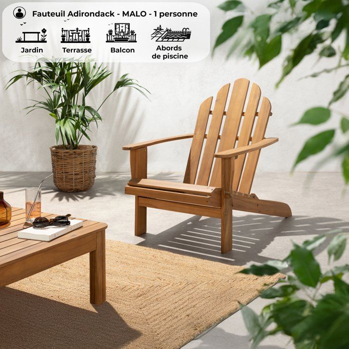 Sedia da giardino reclinabile in acacia FSC - 72,5 x 89,5 x H.94 cm