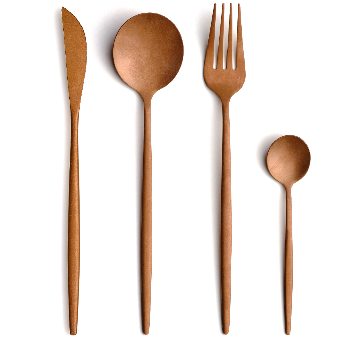 Set posate 24 pz (6 coltelli, 6 forchette, 6 cucchiai, 6 cucchiaini) in acciaio PVD - Gourmet