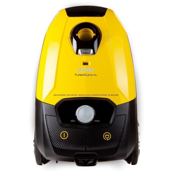 DOMO DO7294S - Aspirapolvere a bidone con sacco - 5L - Filtro HEPA H13 - 73dB - Potenza di aspirazione regolabile - Tubo in metallo 90cm
