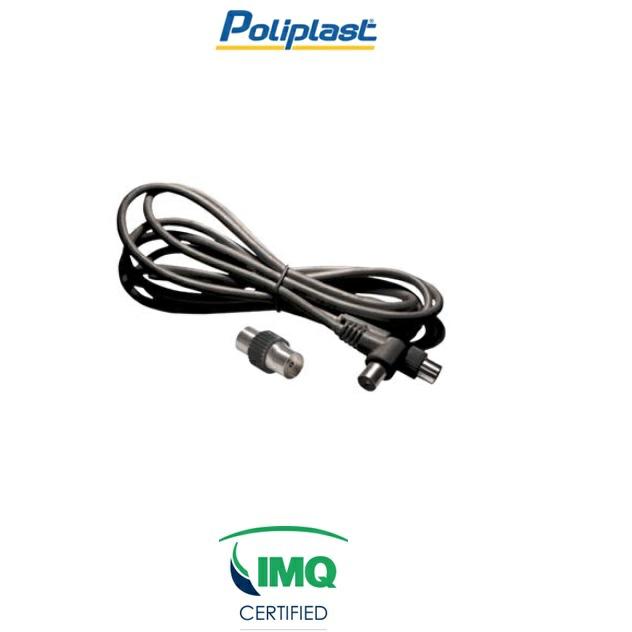 POLIPLAST CAVO ANTENNA 2MT FEMMINA+ADATTATORE MASCHIO NERO 100302NE