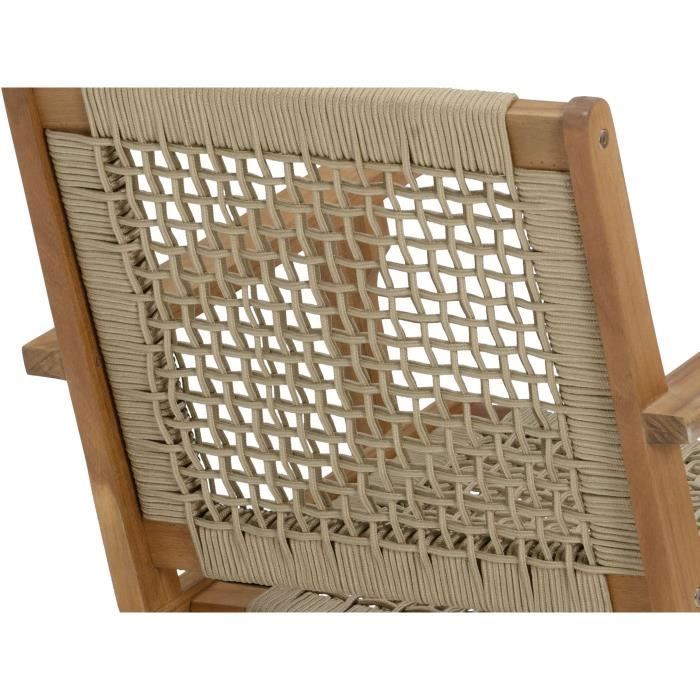 Poltroncina bassa in legno FSC Acacia e resina intrecciata - 1 persona - Merida - Verde oliva