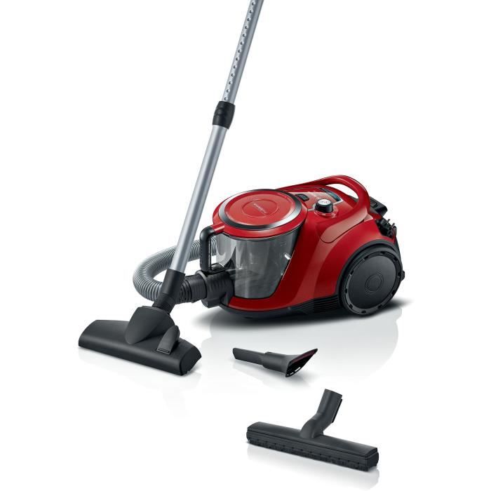Nuovo! Aspirapolvere senza sacco Sled - BOSCH BGC41Q69 Serie 6 - 600 W - ProSilence - 70 dB - Capacità contenitore 2,4 L - Rosso