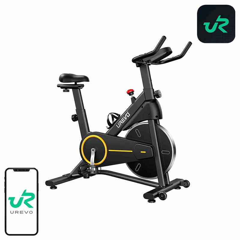 Cyclette UREVO T1 (Nero e Giallo) - Ideale per Allenamento Indoor
