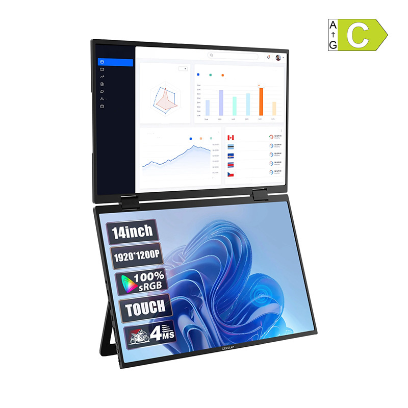ZEUSLAP Z14W Monitor Portatile con Schermo Dual-Touch da 14 pollici