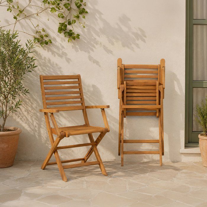 Set di 2 sedie da giardino pieghevoli in eucalipto FSC - 57,5x56x90cm
