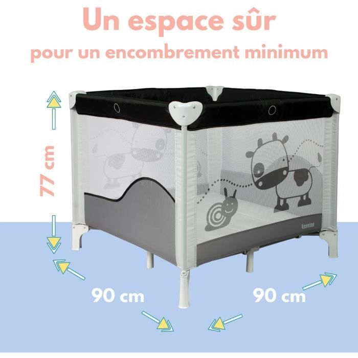 BAMBISOL - Box per bambini pieghevole 90 x 90 cm - Area giochi, borsa per il trasporto
