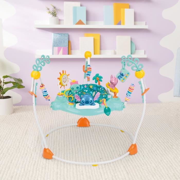 DISNEY BABY -STITCH- Area giochi multi-giocattolo per bambini, sdraietta evolutiva, girevole a 360�, 10 giochi interattivi Disney