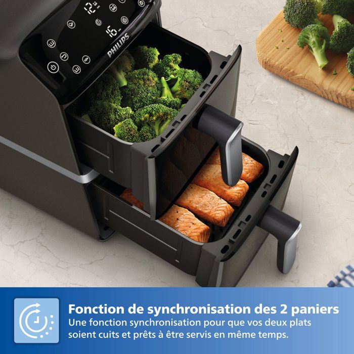 Friggitrice ad aria PHILIPS - Serie 4000 Vertical Duo NA461/00 - Capacit� 10 litri - Doppio serbatoio - 2750 W