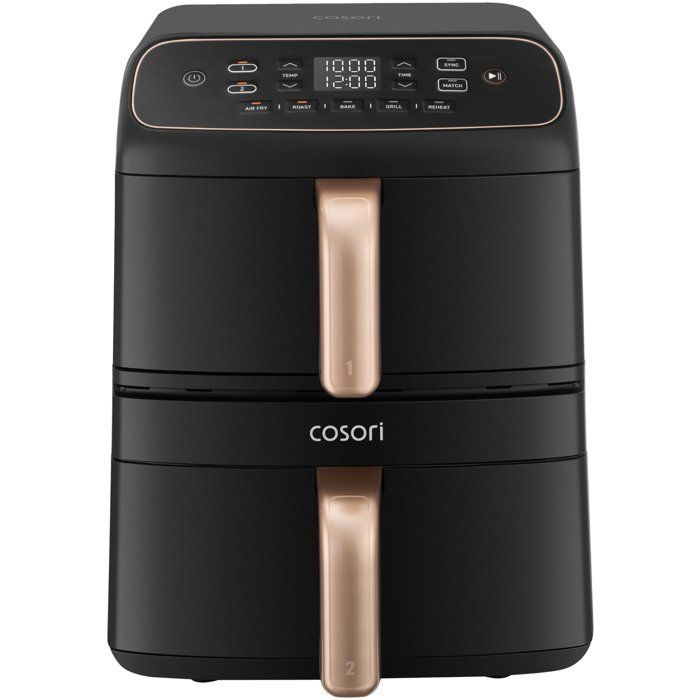 Friggitrice ad aria compatta COSORI Turbo Tower� - Capacit� 8,6 l - 2 vasche - 5 programmi - 2630 W - Nero