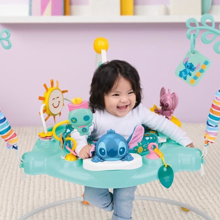 DISNEY BABY -STITCH- Area giochi multi-giocattolo per bambini, sdraietta evolutiva, girevole a 360�, 10 giochi interattivi Disney
