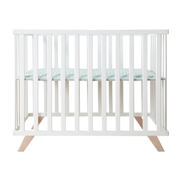 Box per bambini - ROBA - 75 x 100 cm - Include tappeto per box 'Lil Planet' verde satinato - Bianco