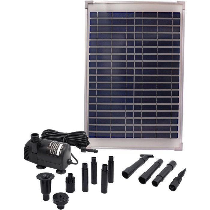 Pompa per fontana - UBBINK - SolarMax 1000 - Portata 1350 l/h - Pannello solare 18V 580mA - Getti Volcano e campana