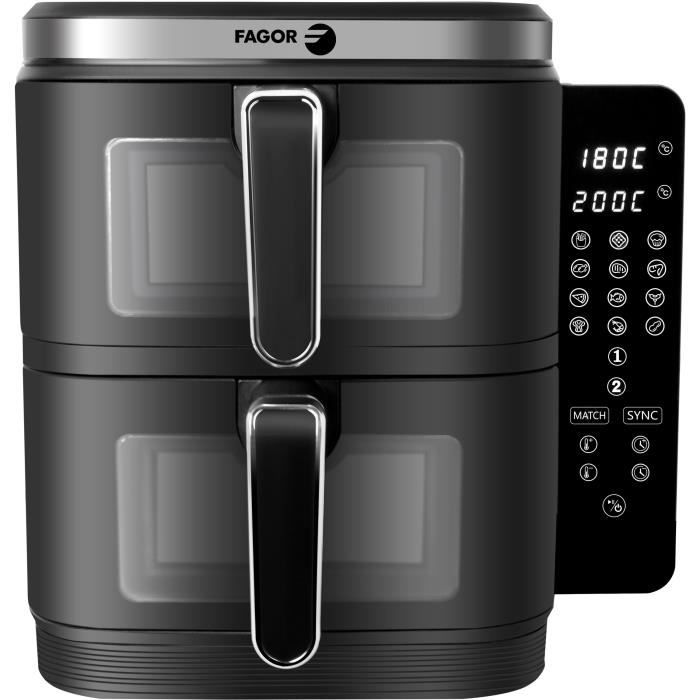Friggitrice senza olio FAGOR - Airfryer FGD11 - Capacit� 11L - Doppie vasche 5,5 L - 12 programmi di cottura - 2800W