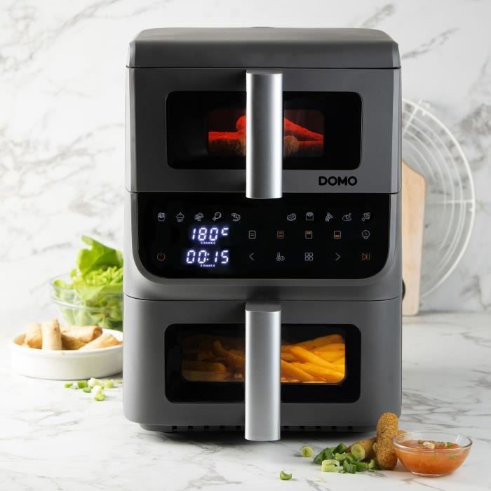 Friggitrice senza olio - DOMO - Airfryer DO550FR - Doppia vasca 3,5 L + 6,5 L - 10 programmi - 2500 W