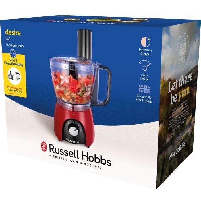 Robot da cucina - RUSSEL HOBBS - Desire Red - 600 W - 2 velocit� + impulso - Rosso