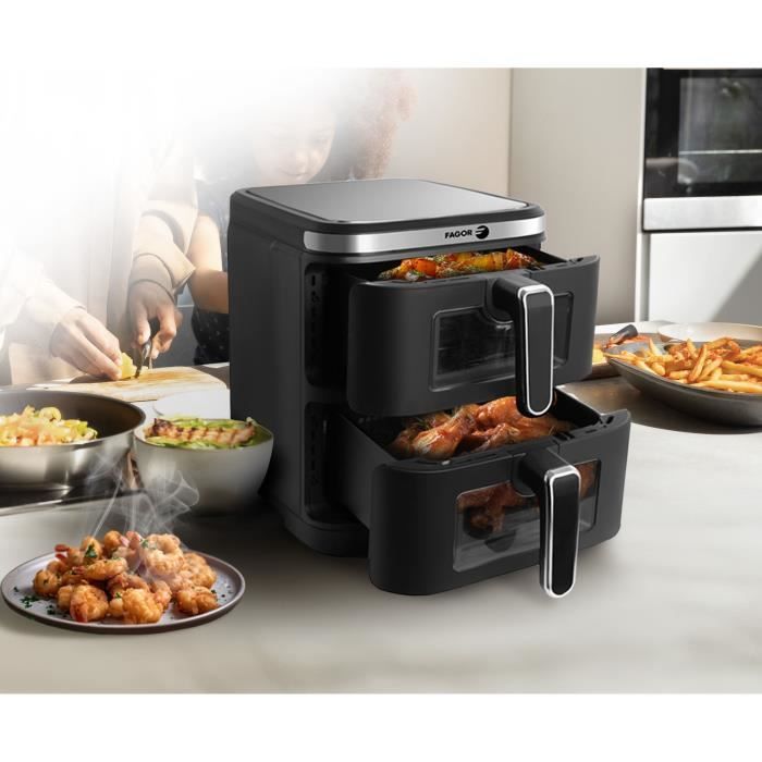 Friggitrice senza olio FAGOR - Airfryer FGD11 - Capacit� 11L - Doppie vasche 5,5 L - 12 programmi di cottura - 2800W