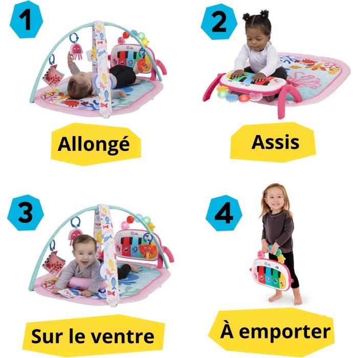 Tappetino da gioco 4 in 1 per bambine BABY EINSTEIN - Kickin' Tunes - Pianoforte giocattolo, giocattoli ad arco sensoriale, multilingue